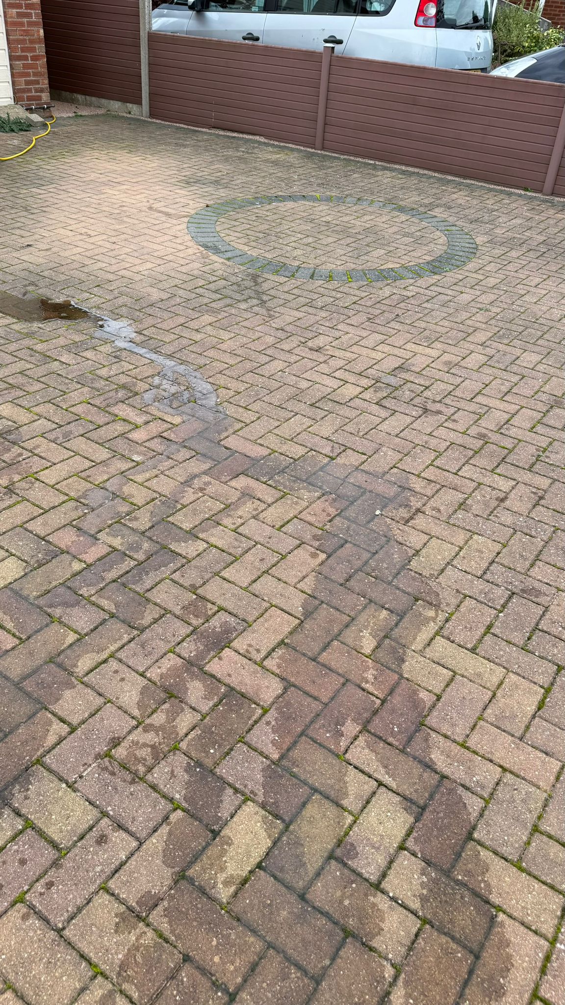 Dirty driveway in Lowestoft before pressure washing
